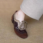 Damen elegante Schnürschuhe mit modischem Wellenmuster und feiner Ziernaht R&B