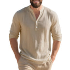 Herren Langarmshirt mit modischem Stehkragen und eleganten Knopfdetails R&B