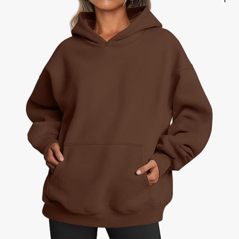 Damen Übergrößen Kapuzenpullover mit praktischen Taschen undlässigem Schnitt R&B