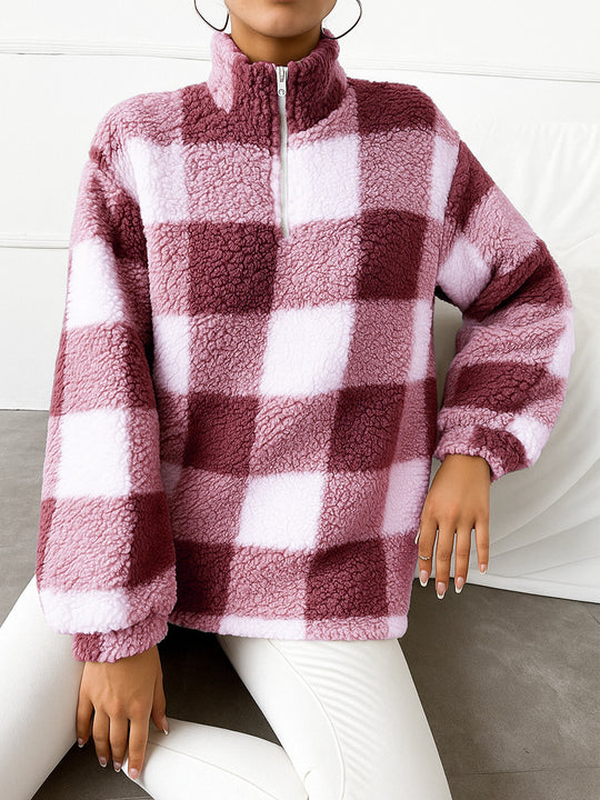 Damen Fleece-Pullover mit hohem Kragen und durchgehendem Reißverschluss R&B
