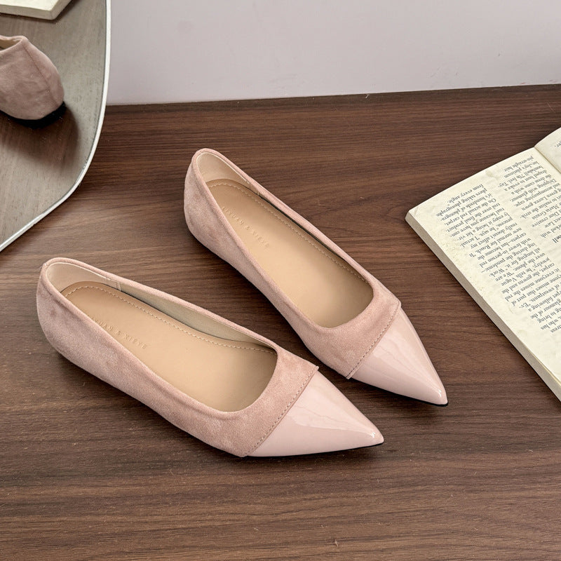 Damen elegante Ballerinas mit geschmackvollem Lack- und Veloursledermix R&B
