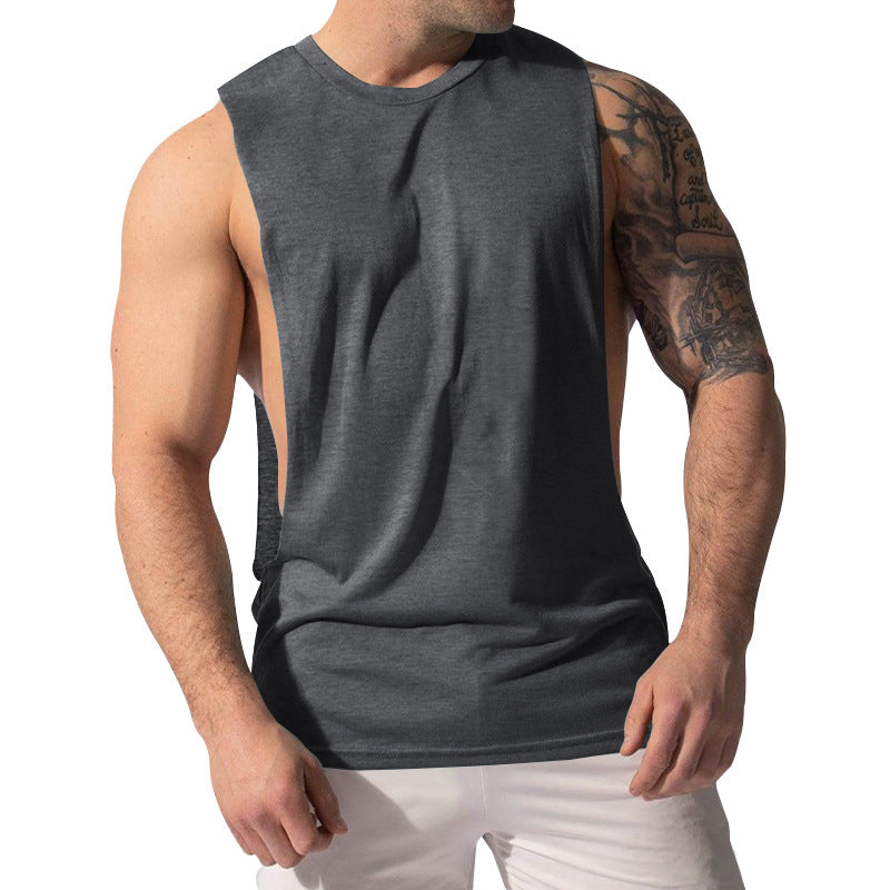 Herren nan Muskelshirt mit extra tiefen Armöffnungen und atmungsaktivem Baumwollmix R&B