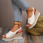 Damen Wedge-Sandaletten mit komfortablem Riemendesign und modischer Textur R&B