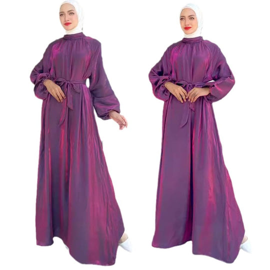 Damen Elegantes Langarmkleid mit Taillengürtel R&B