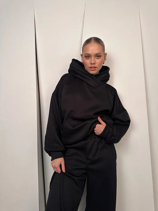 Damen lässiges Kapuzen-Set mit weitem Schnitt R&B