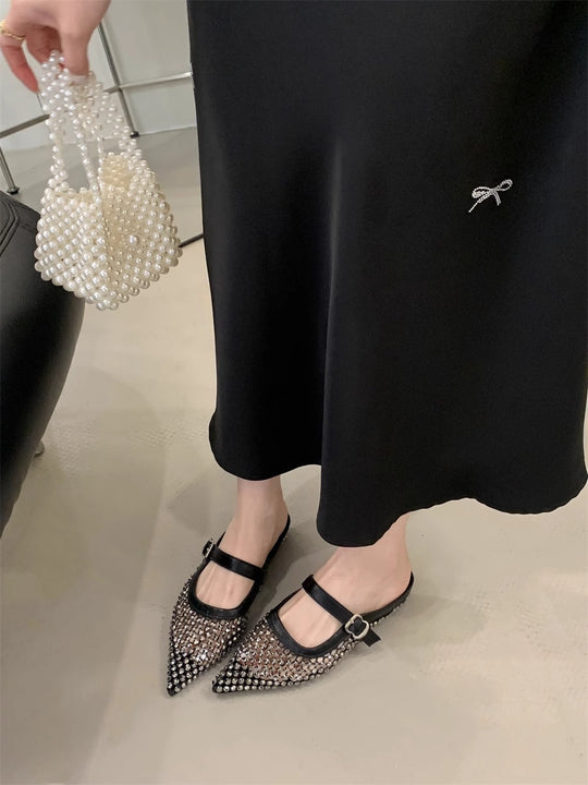 Damen elegante Slingback-Ballerinas mit funkelnden Strassverzierungen R&B