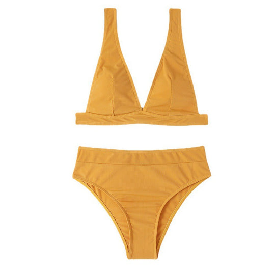 Damen Triangel-Bikini-Set mit hohem Bund und vorteilhaftem Wickeldesign R&B