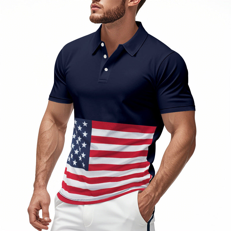 Herren Poloshirt mit einzigartigem Flaggenmotiv und moderner Passform R&B