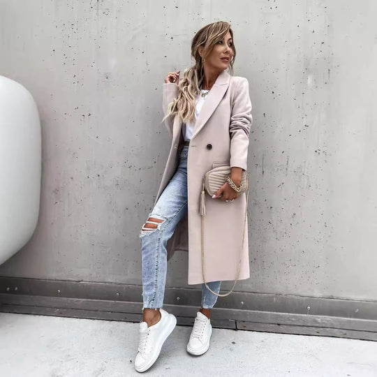 Damen eleganter Wollmantel im Oversized-Stil R&B