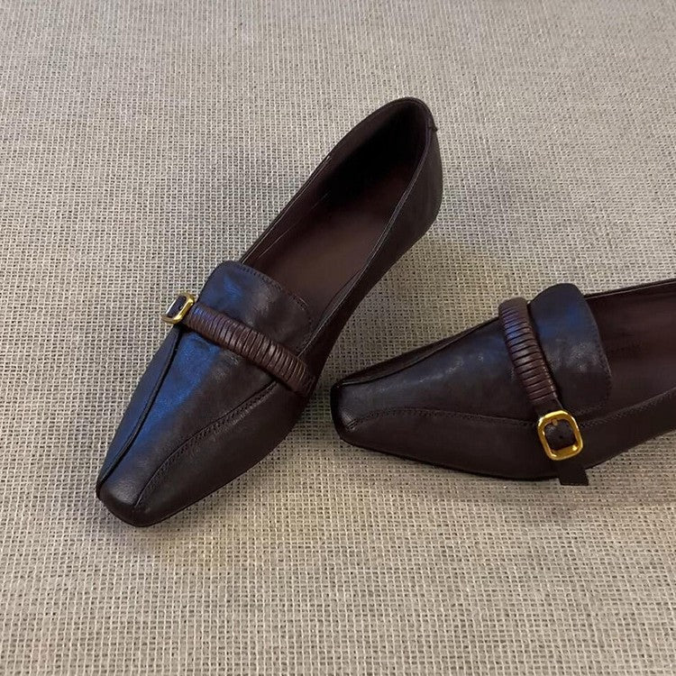 Damen Elegante Mokassins mit modischem Riemenverschluss und spitz zulaufendem Design