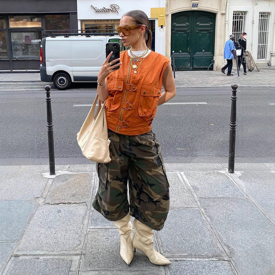 Damen stylische Westen mit praktischen Taschen R&B