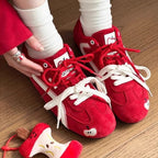 Damen bequeme Sneaker mit verspieltem Schleifendesign und atmungsaktiver Sohle R&B