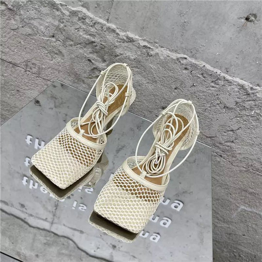 Damen Plateau-Sandaletten mit verstellbarem Riemendesign und trendiger Netzstruktur R&B