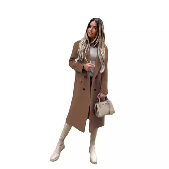 Damen Eleganter und zeitloser Wool Coat mit Doppelreiher R&B