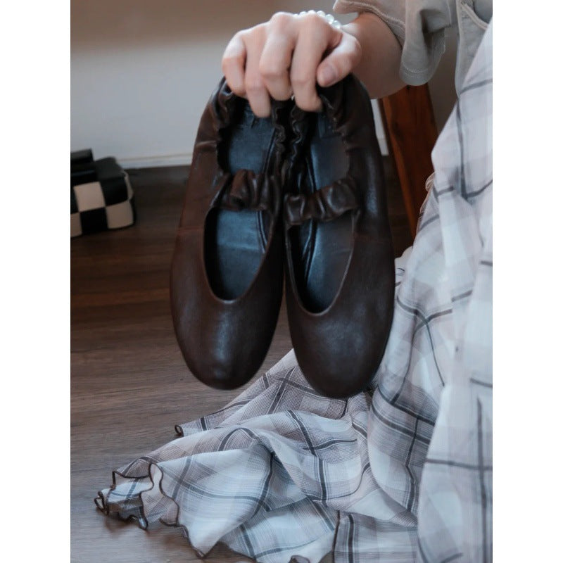 Damen Ballerinas aus softem Leder mit elastischem Riemen R&B