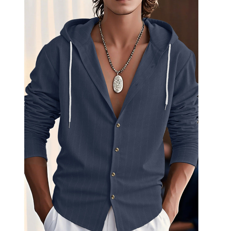 Herren lässige und modische Hemdjacke mit Kapuze R&B