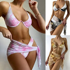 Damen Bikiniset mit marbledem Design und verstellbaren Trägern R&B