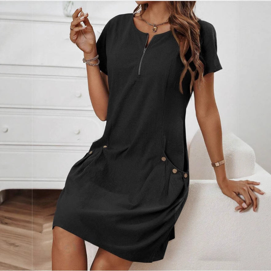 Freizeitkleid Damen mit Reißverschluss