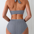 Damen Hochgeschnittener Bikini mit V-Ausschnitt und sportlichem Schnitt R&B