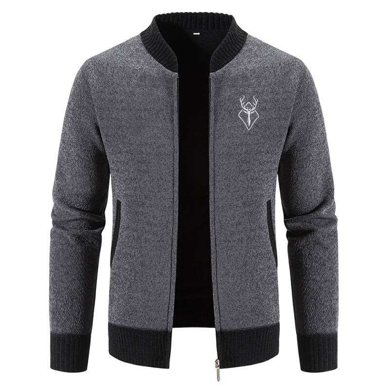 Herren modische Strickjacke mit Reißverschluss und hohem Kragen R&B