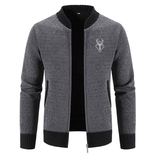 Herren modische Strickjacke mit Reißverschluss und hohem Kragen R&B