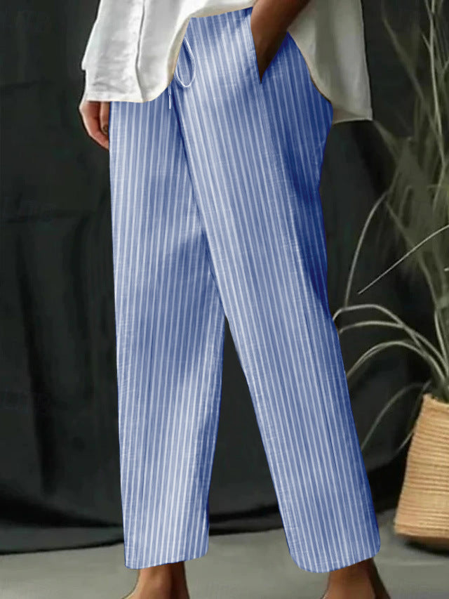 Damen Freizeithose mit gestreiftem Design und komfortablem Bund R&B