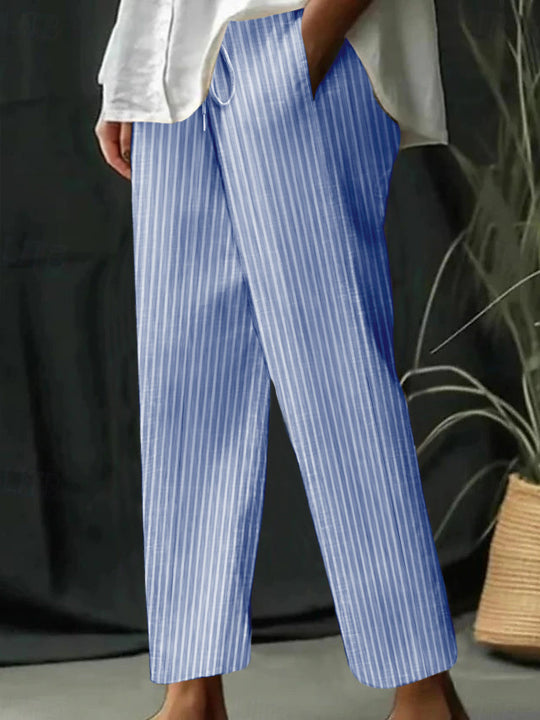 Damen Freizeithose mit gestreiftem Design und komfortablem Bund R&B