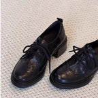 Damen elegante Schnürschuhe mit modischem Blockabsatz und hochwertiger Kunstleder-Oberfläche R&B