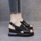 Damen Komfortable Keil-Sandalen mit stylishen Riemen R&B