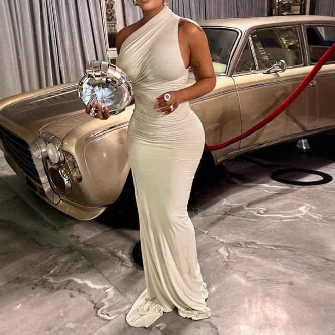 Damen Elegantes Wickel-Maxikleid mit asymmetrischem Ausschnitt und luxuriösem Schnitt R&B