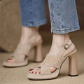 Damen elegante Plateau-Sandaletten mit geschwungenem Design und modischem Riemchen R&B