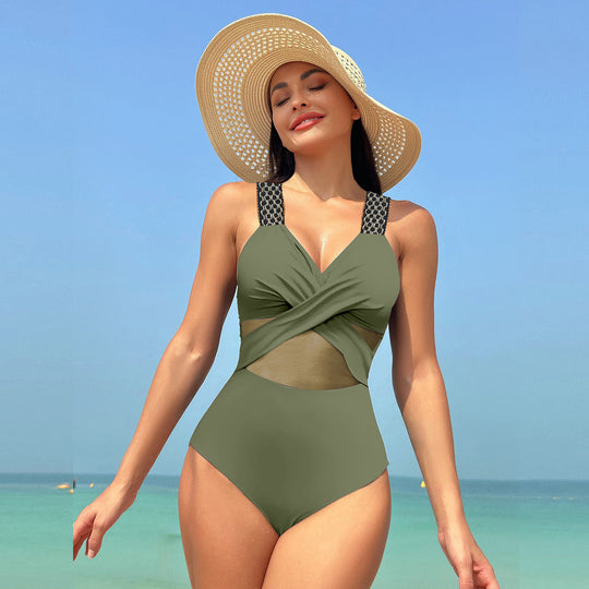 Damen Einteiliger Badeanzug mit stylishen Mesh-Elementen R&B
