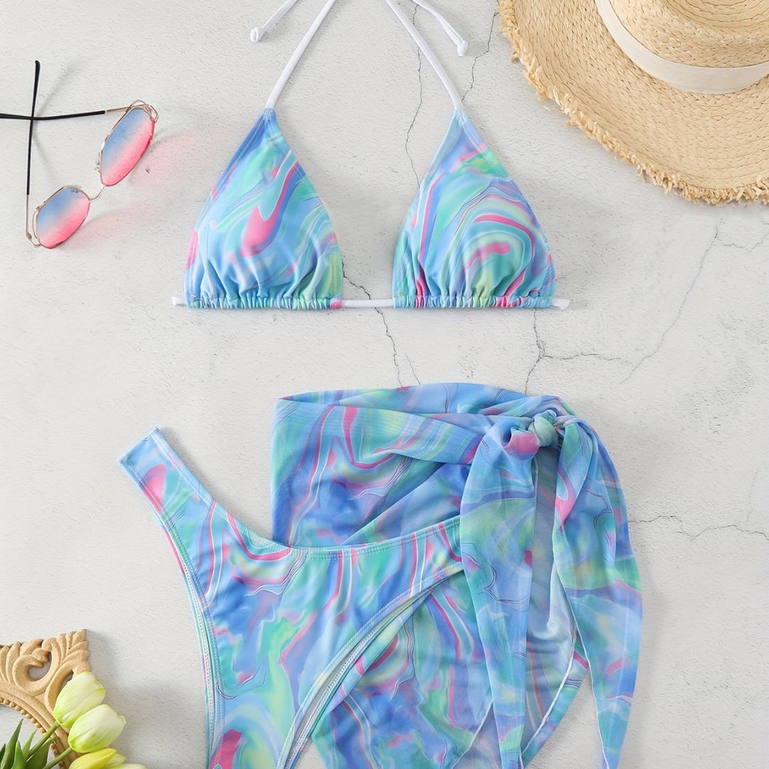 Damen Triangel-Bikini mit verspieltem Wickelrock R&B