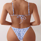 Damen Triangel-Bikini mit elegantem Blumenmuster und verstellbaren Trägern R&B