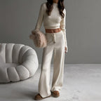 Damen Sportliche Lounge-Hose mit Cropped Oberteil R&B