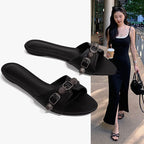 Damen Elegante Slides mit dekorativem Kettendetail R&B
