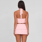 Damen Verspieltes Crop-Top und Minirock Set R&B