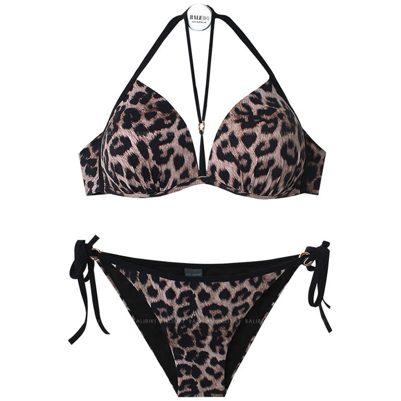 Damen Bikini-Set mit modischem Leopardenmuster und verstellbaren Trägern R&B