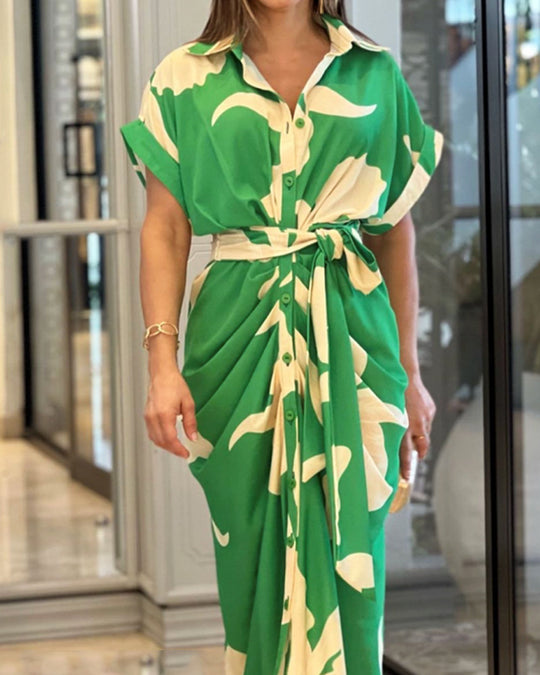 Damen Midikleid mit modernem Schnitt und schickem Taillengürtel R&B
