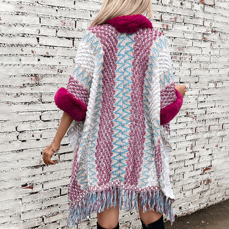 Damen Kuschelige Strickjacke mit luxuriösem Kunstfellbesatz R&B