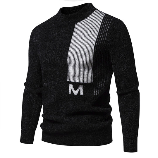 Herren Hochwertiger Strickpullover mit modernem Stehkragen und strukturiertem Design R&B