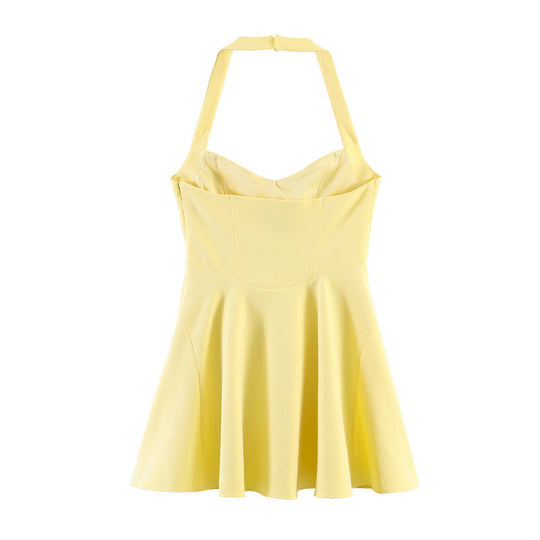 Damen Trägerkleid mit figurbetontem Oberteil und schwingendem Rock R&B