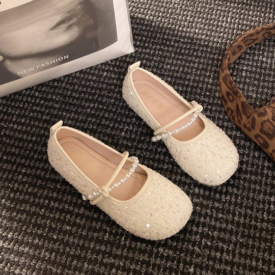 Damen Ballerinas mit zierlichem Perlenakzent R&B