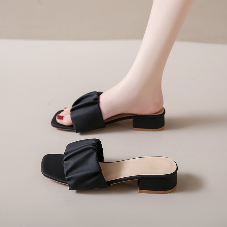 Damen elegante Mules mit modischer Raffung R&B