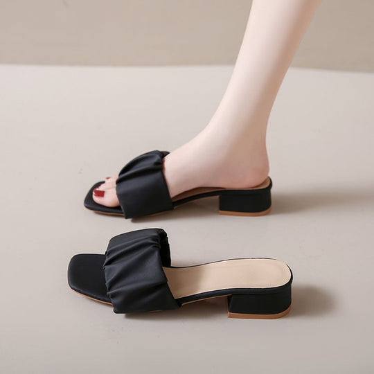 Damen elegante Mules mit modischer Raffung R&B