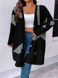 Damen Oversized Strickjacke mit grafischem Design R&B