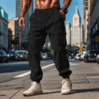 Herren Cargo-Jogginghose mit verstellbarem Kordelzug und mehreren Seitentaschen R&B