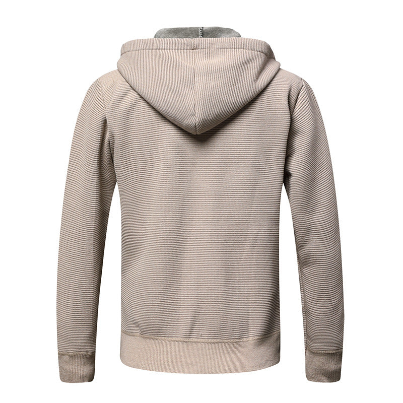 Herren fleecegefütterte Kapuzenjacke mit modischem Rippdesign R&B
