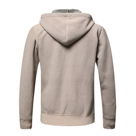 Herren fleecegefütterte Kapuzenjacke mit modischem Rippdesign R&B