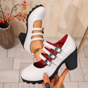 Damen Plateau-Pumps mit dekorativen Riemen und bequemer Sohle R&B